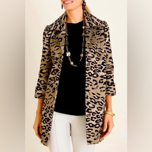 NWT CHICO'S Women’s Topper Shantung Hi Low Leopard Jacket 0 - Picture 1 of 11